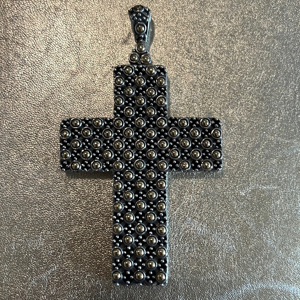 John Hardy jaislemier large cross pendant in sterling silver and 18 k gold